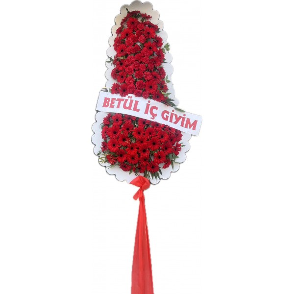 kırmızı gerbera gelin duvağı çelenk